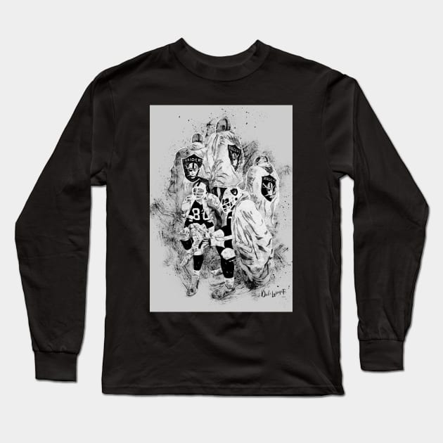 Oakland Raiders Mural – Treatment X3 Long Sleeve T-Shirt by AME_Studios